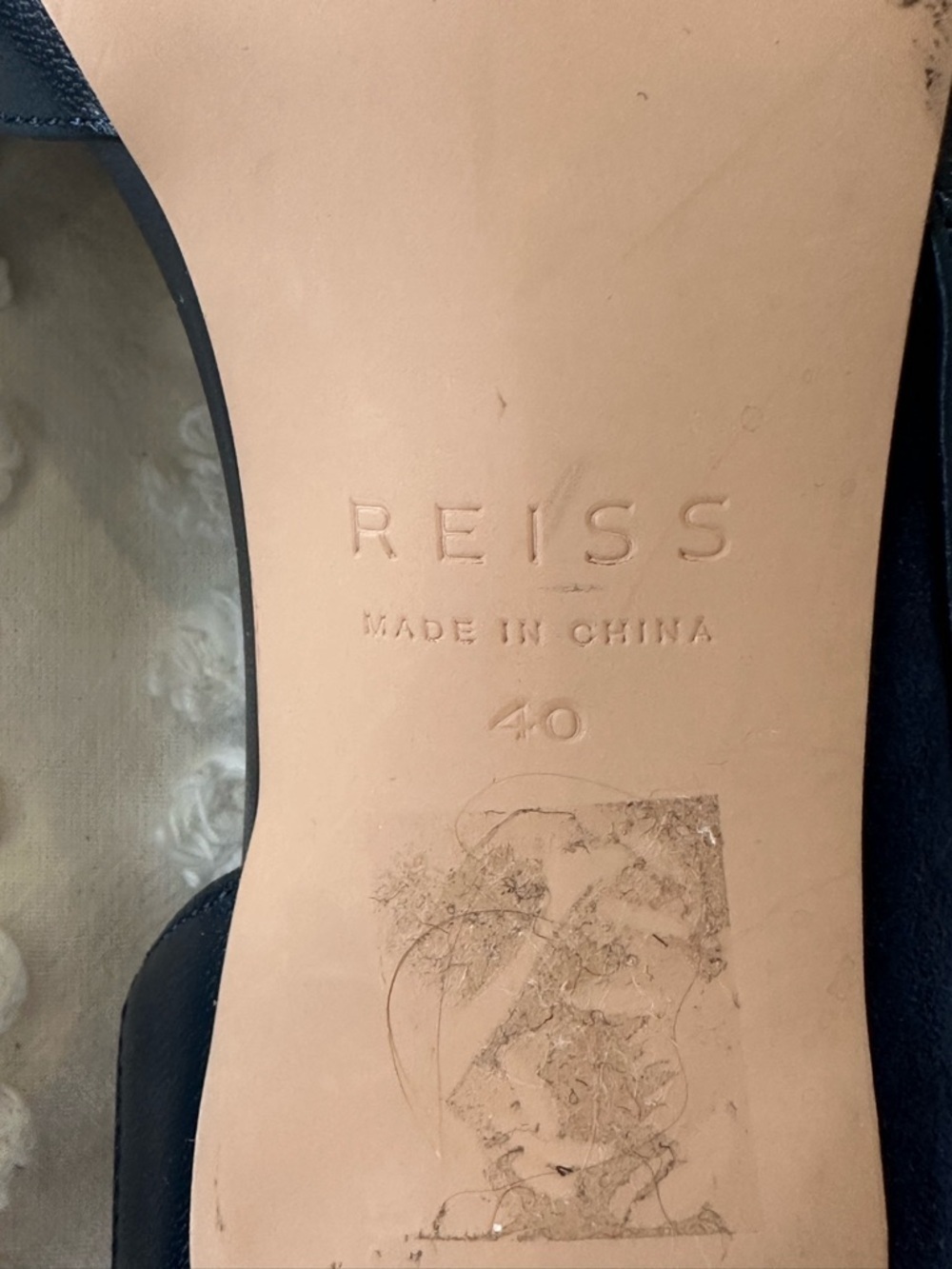 REISS Augusta Point Toe Court Suede Heels in Navy - Picture 13 of 13
